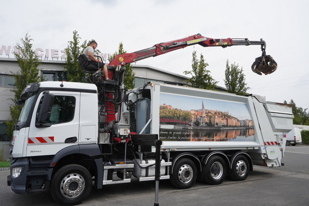 MERCEDES-BENZ Antos 3240 8x2 / Tajfun 5T crane / Farid Industries garbage truck/ 3 steered axles - Φορτηγό με γερανό: φωτογραφία 1 MERCEDES-BENZ Antos 3240 8x2 / Tajfun 5T crane / Farid Industries garbage truck/ 3 steered axles - Φορτηγό με γερανό: φωτογραφία 1