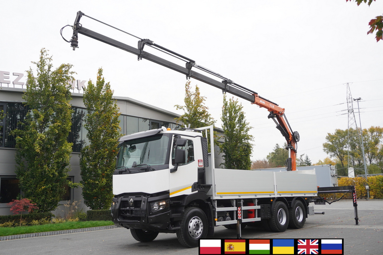 RENAULT C380 Comfort 6x4 / Atlas 172.3E crane / Range 12.3 m / capacity 6.1 t / Flatbed 17 EPAL - Φορτηγό με ανοιχτή καρότσα, Φορτηγό με γερανό: φωτογραφία 1 RENAULT C380 Comfort 6x4 / Atlas 172.3E crane / Range 12.3 m / capacity 6.1 t / Flatbed 17 EPAL - Φορτηγό με ανοιχτή καρότσα, Φορτηγό με γερανό: φωτογραφία 1