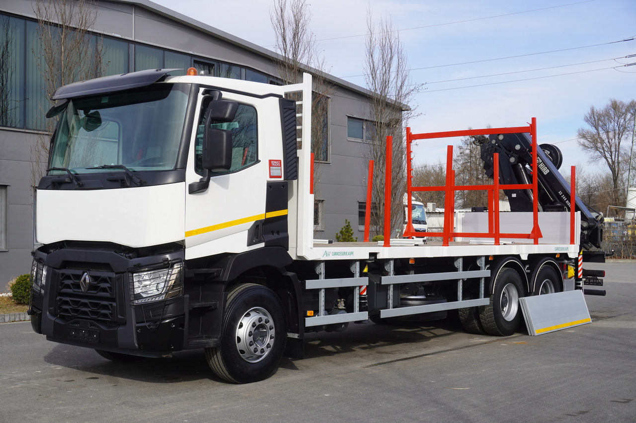 RENAULT C430 / HIAB 244 EP-5 HIDUO crane 8400 kg 15 m / Platform with stanchions - Δασική ρυμούλκα: φωτογραφία 4 RENAULT C430 / HIAB 244 EP-5 HIDUO crane 8400 kg 15 m / Platform with stanchions - Δασική ρυμούλκα: φωτογραφία 4