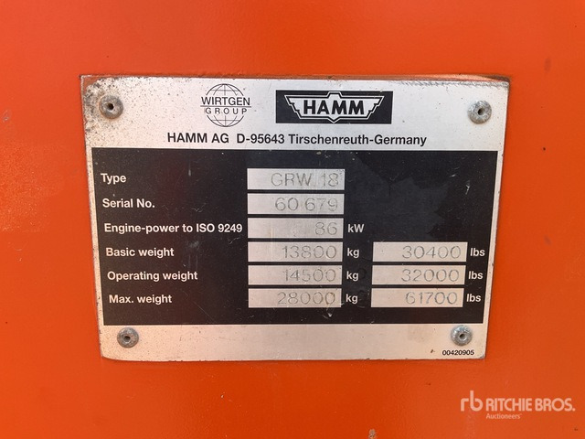 2003 Hamm GRW18 8 Wheel Pneumatic Roller - Πνευματικός οδοστρωτήρας: φωτογραφία 2 2003 Hamm GRW18 8 Wheel Pneumatic Roller - Πνευματικός οδοστρωτήρας: φωτογραφία 2