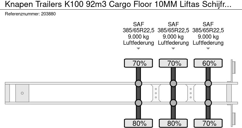 Επικαθήμενο μεταφορική βουτσάς Knapen Trailers K100 92m3 Cargo Floor 10MM Liftas Schijfremmen: φωτογραφία 20