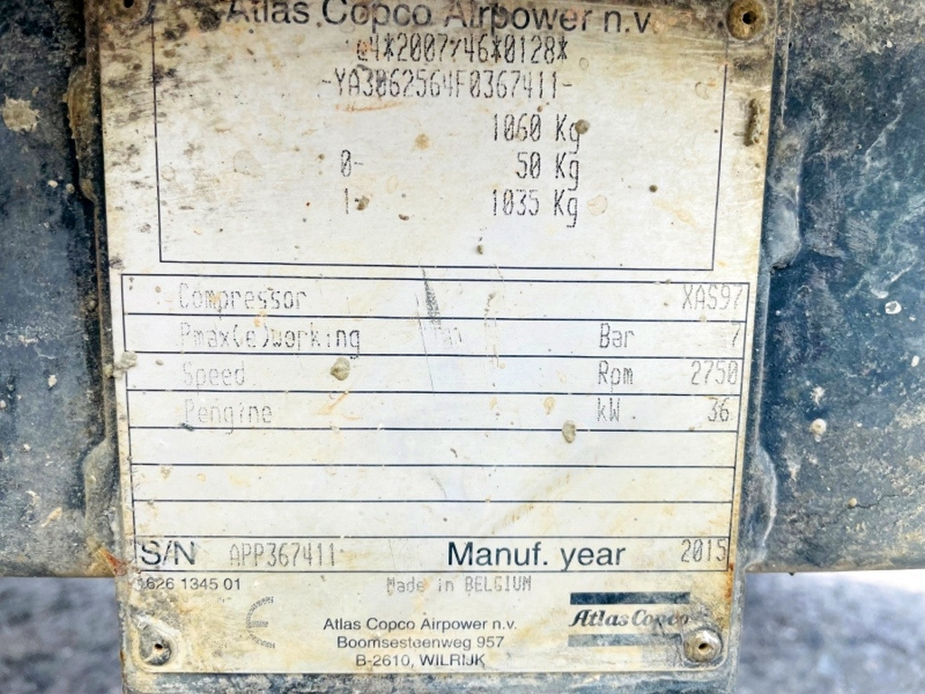 Atlas Copco XAS97 (4078) - Αεροσυμπιεστής: φωτογραφία 3 Atlas Copco XAS97 (4078) - Αεροσυμπιεστής: φωτογραφία 3