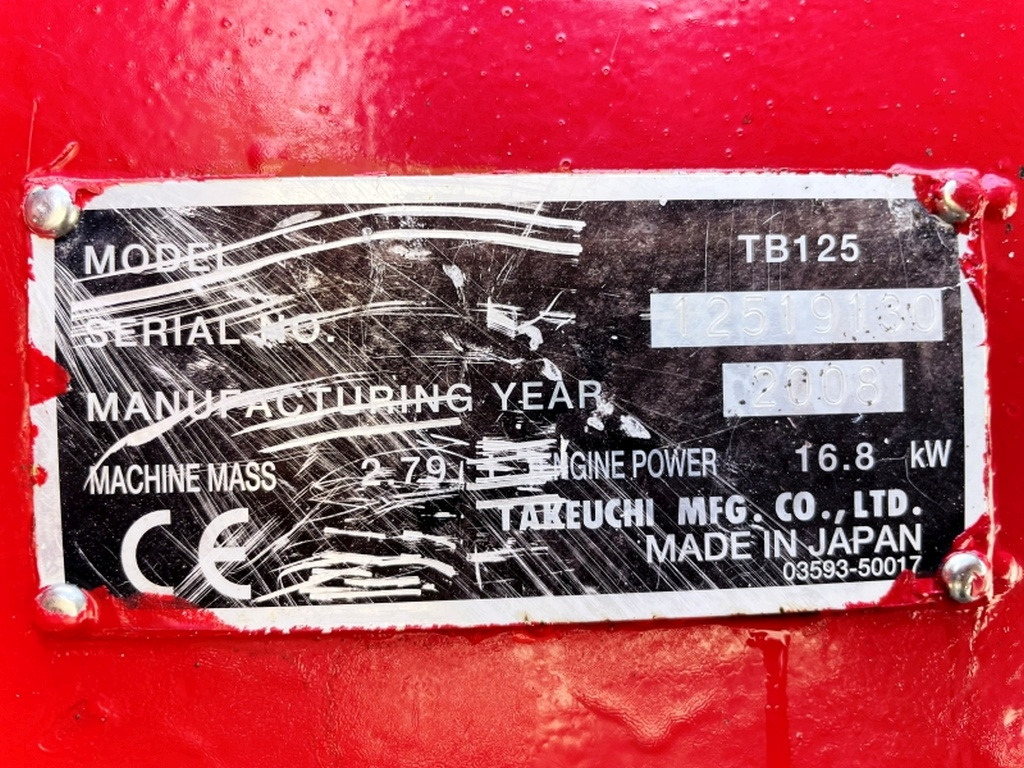 Takeuchi TB125 (4004) - Μίνι εκσκαφέας: φωτογραφία 3 Takeuchi TB125 (4004) - Μίνι εκσκαφέας: φωτογραφία 3