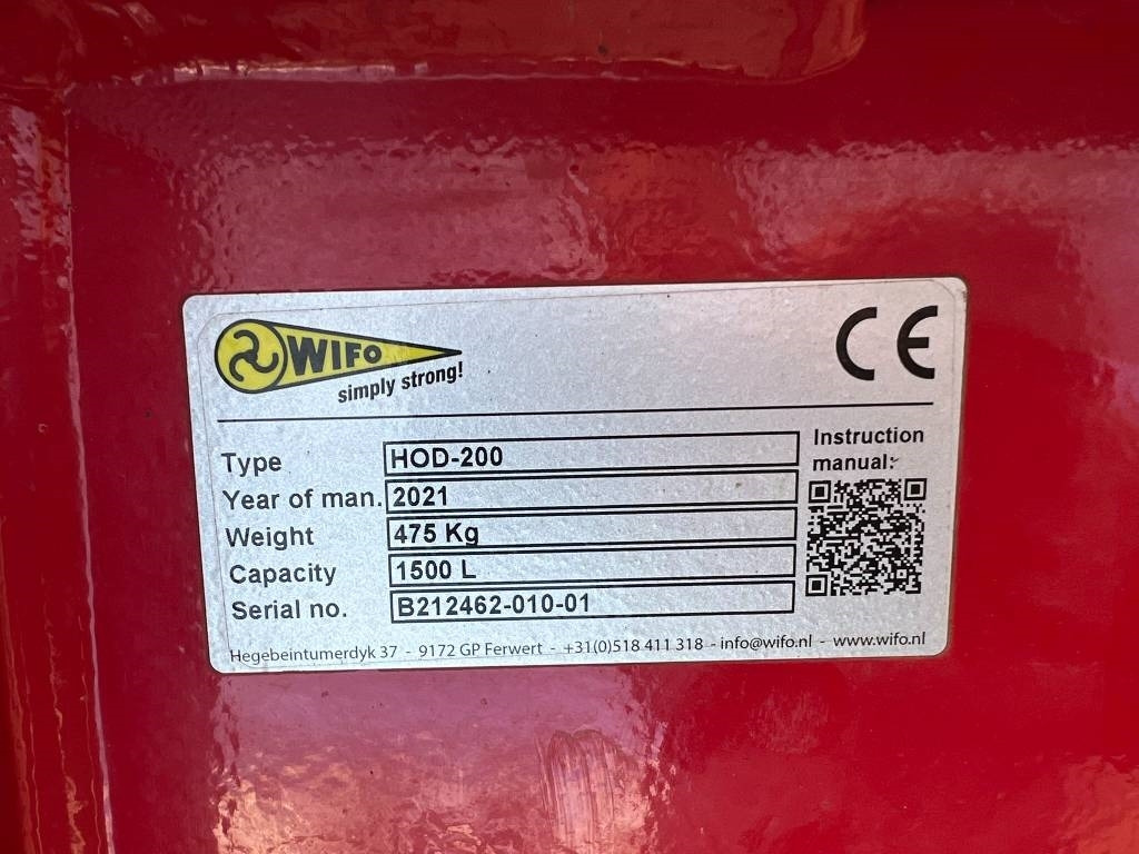 Wifo HOD-200 Schepbak - Κουβάς για φορτωτή για Γεωργικά μηχανήματα: φωτογραφία 5 Wifo HOD-200 Schepbak - Κουβάς για φορτωτή για Γεωργικά μηχανήματα: φωτογραφία 5