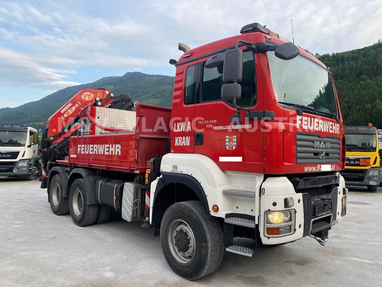 MAN 33.440 6x6 KRAN PM27 und Frontseilwinde 60lm - Φορτηγό με ανοιχτή καρότσα, Φορτηγό με γερανό: φωτογραφία 2 MAN 33.440 6x6 KRAN PM27 und Frontseilwinde 60lm - Φορτηγό με ανοιχτή καρότσα, Φορτηγό με γερανό: φωτογραφία 2
