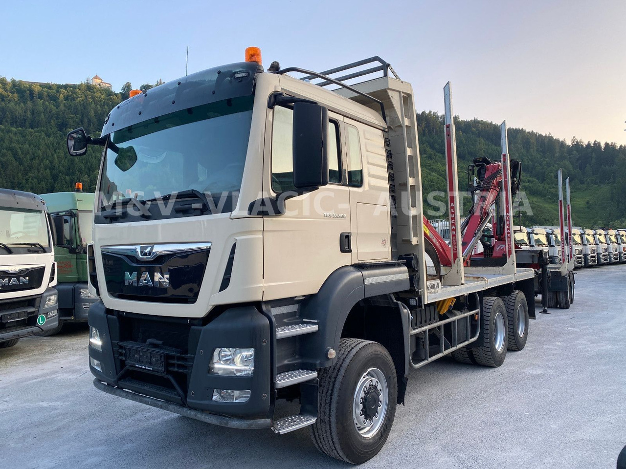 MAN 33.500 6X6 mit Kran PENZ 12Z - Φορτηγό ξυλείας, Φορτηγό με γερανό: φωτογραφία 1 MAN 33.500 6X6 mit Kran PENZ 12Z - Φορτηγό ξυλείας, Φορτηγό με γερανό: φωτογραφία 1