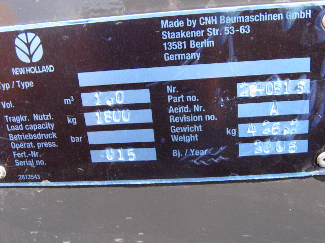 New Holland 2840515 - Κουβάς για φορτωτή: φωτογραφία 1 New Holland 2840515 - Κουβάς για φορτωτή: φωτογραφία 1