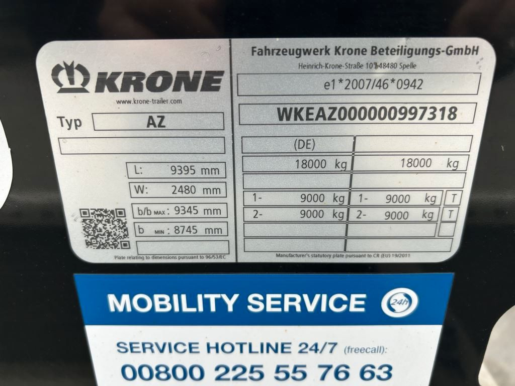 Krone 2 Achswechselfahrgestell, Typ: MAXI AZW 18 eL3B7 - Ρυμούλκα μεταφοράς εμπορευματοκιβωτίων/ Κινητό αμάξωμα: φωτογραφία 4 Krone 2 Achswechselfahrgestell, Typ: MAXI AZW 18 eL3B7 - Ρυμούλκα μεταφοράς εμπορευματοκιβωτίων/ Κινητό αμάξωμα: φωτογραφία 4