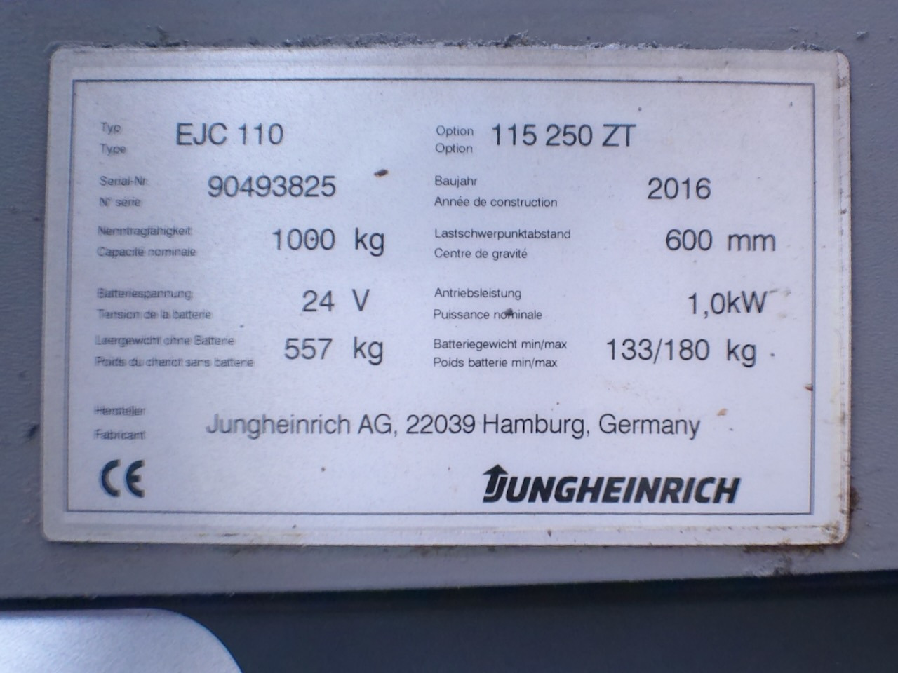 Μηχάνημα στοίβαξης Jungheinrich EJC 110 250 ZT Li-Ion: φωτογραφία 8