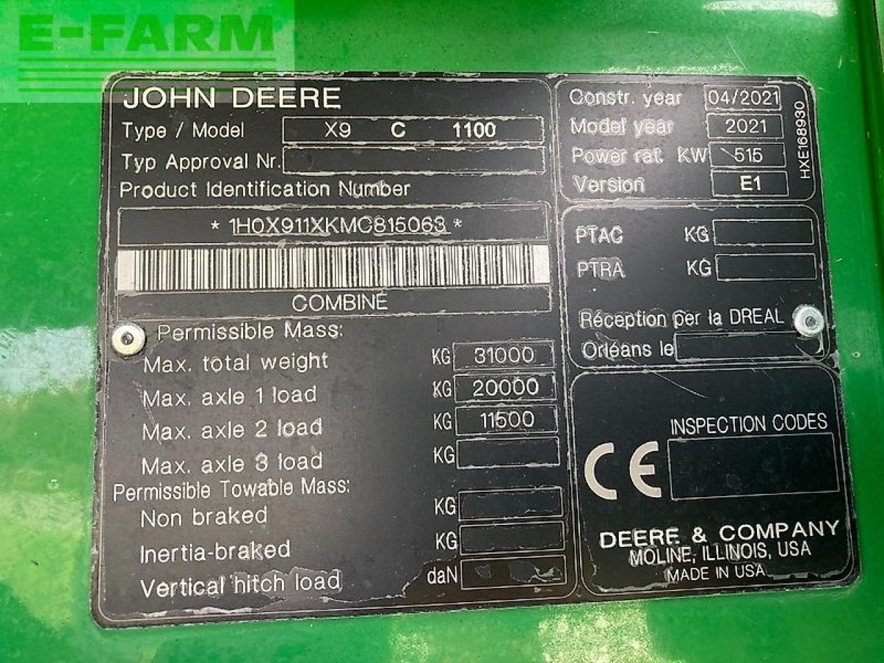Θεριζοαλωνιστική μηχανή John Deere x9 1100: φωτογραφία 11