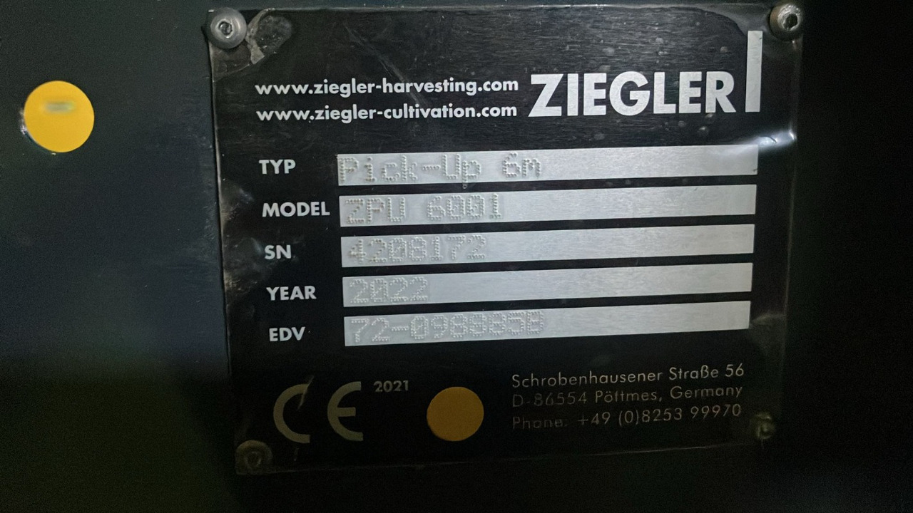Θεριζοαλωνιστική μηχανή Ziegler ZPU 6001 Pick up 6m: φωτογραφία 8