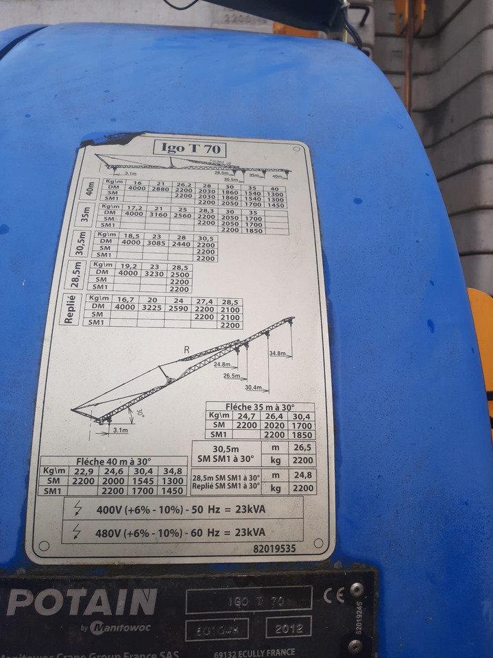 Potain IGO T70A - Αυτοανεγειρόμενος γερανός: φωτογραφία 2 Potain IGO T70A - Αυτοανεγειρόμενος γερανός: φωτογραφία 2