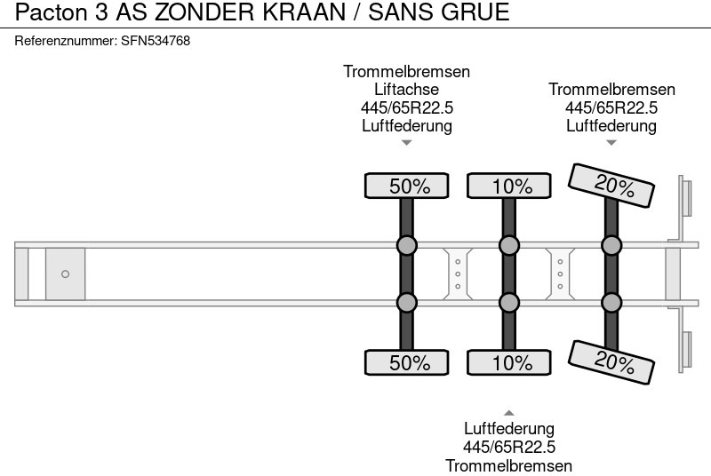 Επικαθήμενο πλατφόρμα/ Καρότσα Pacton 3 AS ZONDER KRAAN / SANS GRUE: φωτογραφία 13