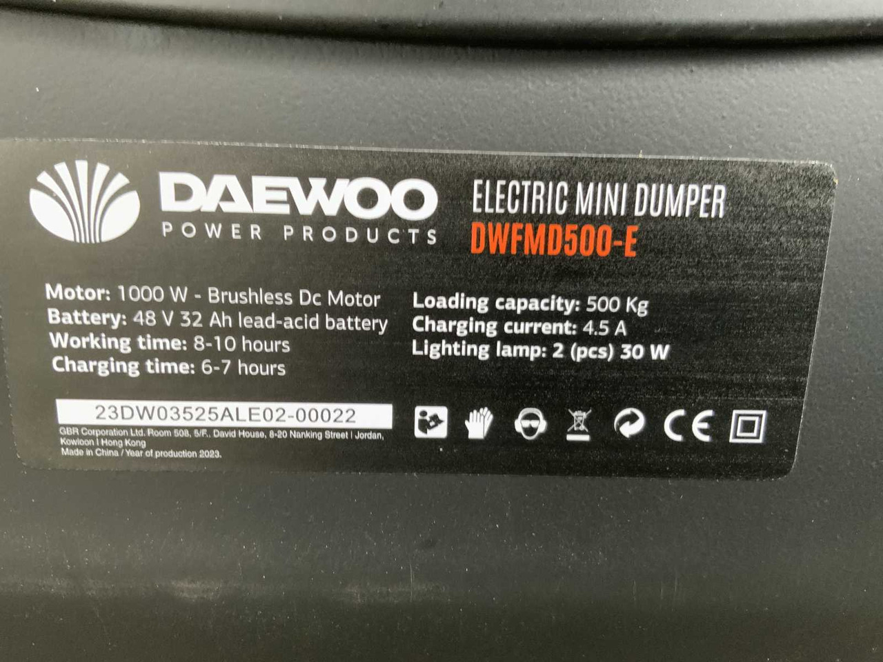 Μίνι ανατρεπόμενο DAEWOO - 2025 - DWFMD500-E - ELECTRIC DUMPER: φωτογραφία 9 Μίνι ανατρεπόμενο DAEWOO - 2025 - DWFMD500-E - ELECTRIC DUMPER: φωτογραφία 9