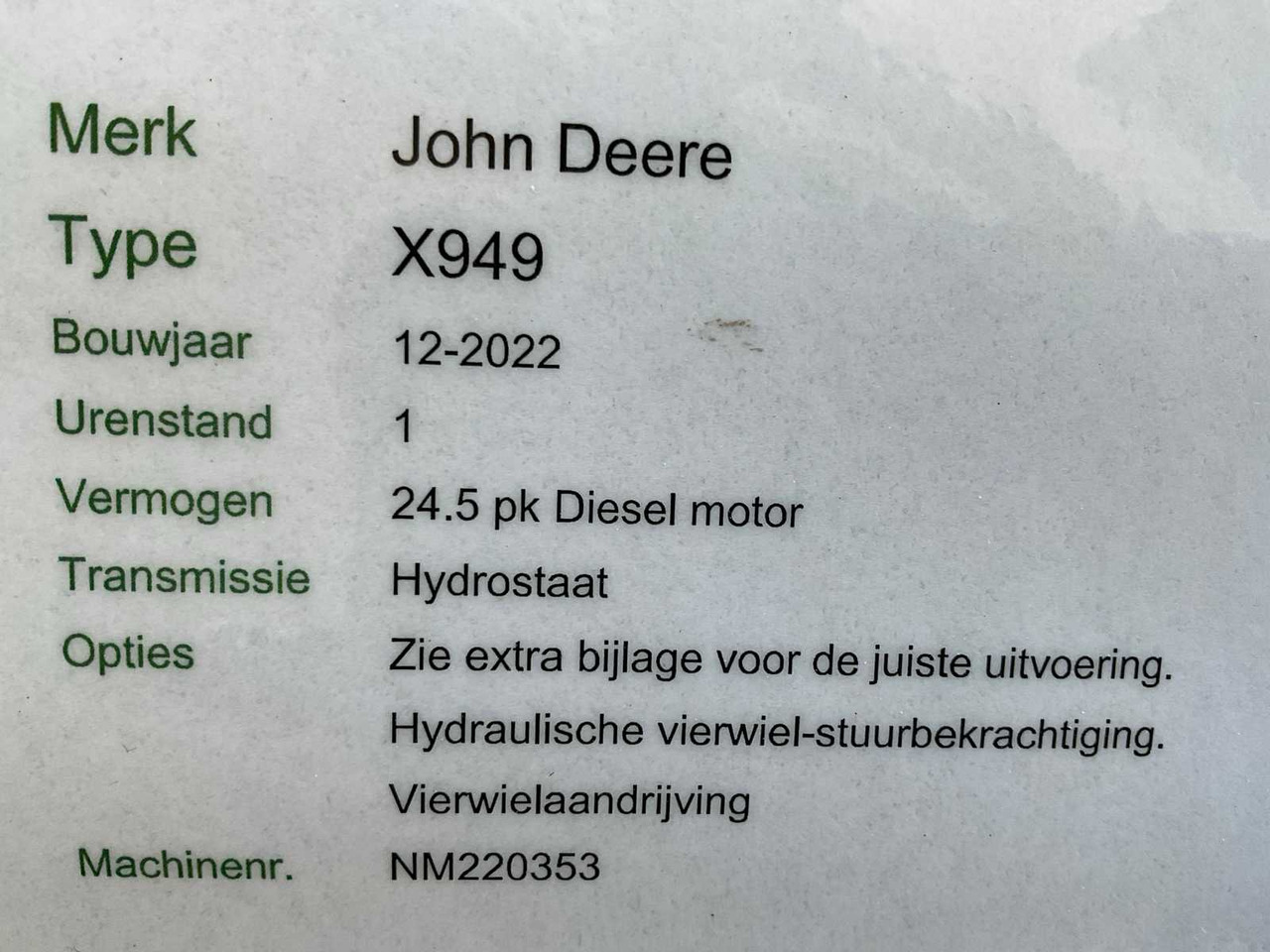 Χλοοκοπτικό John Deere X949 4x4 Wheel Steer: φωτογραφία 24