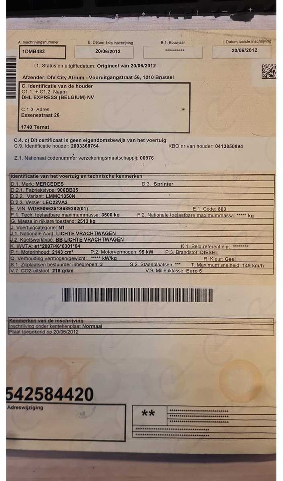 Ελαφρύ επαγγελματικό MERCEDES BENZ - 313CDI - SPRINTER - BELGIUM: φωτογραφία 15 Ελαφρύ επαγγελματικό MERCEDES BENZ - 313CDI - SPRINTER - BELGIUM: φωτογραφία 15