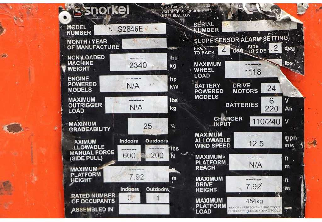 Snorkel SNORKEL - S2646E - AERIAL PLATFORM, 2015, WORKING HEIGHT 9920 - Πλατφόρμα εναέρια: φωτογραφία 5 Snorkel SNORKEL - S2646E - AERIAL PLATFORM, 2015, WORKING HEIGHT 9920 - Πλατφόρμα εναέρια: φωτογραφία 5