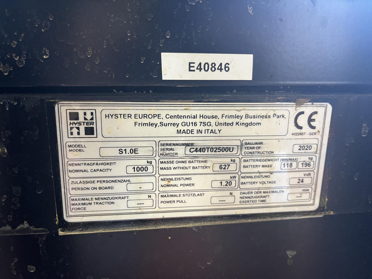 Hyster S 1.0 E - Άλλα μηχανήματα: φωτογραφία 3 Hyster S 1.0 E - Άλλα μηχανήματα: φωτογραφία 3