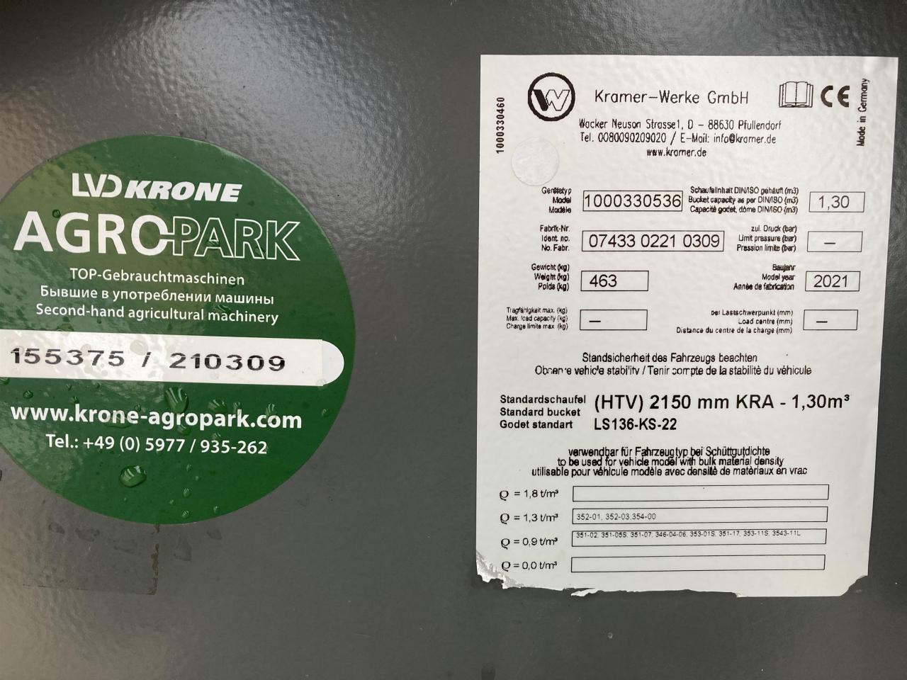 Kramer HVF 2,15m - Κουβας: φωτογραφία 5 Kramer HVF 2,15m - Κουβας: φωτογραφία 5