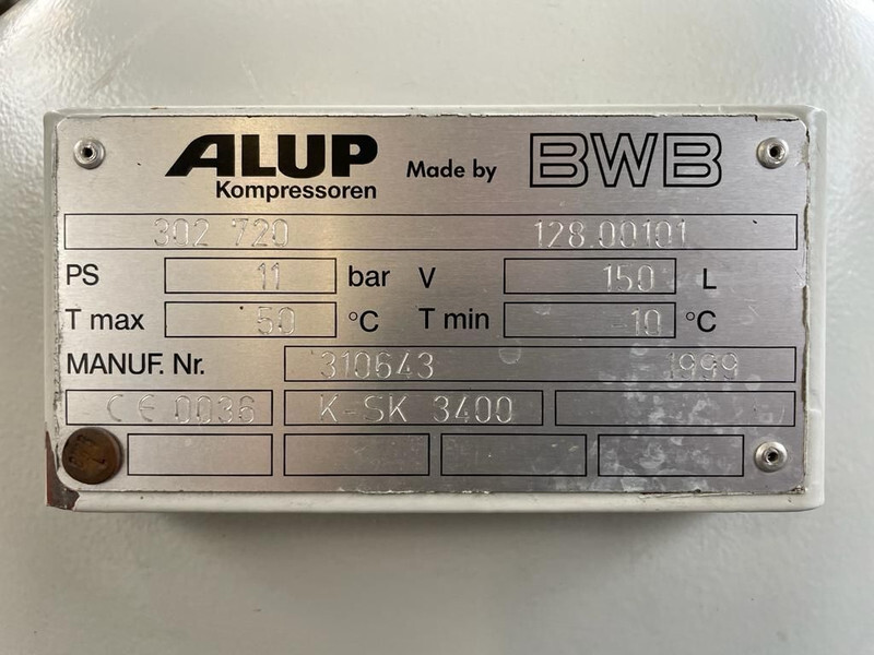 Alup 2.2 kW 240 L / min 10 Bar Elektrische Zuigercompressor op ketel - Αεροσυμπιεστής: φωτογραφία 5 Alup 2.2 kW 240 L / min 10 Bar Elektrische Zuigercompressor op ketel - Αεροσυμπιεστής: φωτογραφία 5