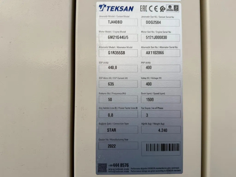 Baudouin Teksan 440 kVA Silent Noodstroom Generatorset Overstock ! New ! Surplus - Βιομηχανική γεννήτρια: φωτογραφία 5 Baudouin Teksan 440 kVA Silent Noodstroom Generatorset Overstock ! New ! Surplus - Βιομηχανική γεννήτρια: φωτογραφία 5