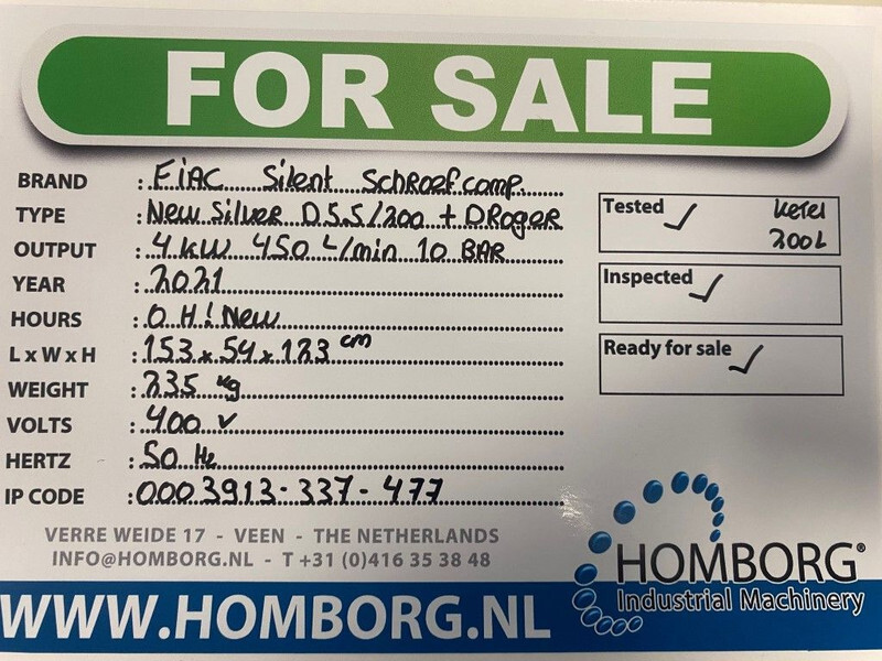 Fiac New Silver D 5.5 / 200 Silent 4 kW 450 L / min 10 Bar Elektrische Schroefcompressor met ketel en droger - Αεροσυμπιεστής: φωτογραφία 2 Fiac New Silver D 5.5 / 200 Silent 4 kW 450 L / min 10 Bar Elektrische Schroefcompressor met ketel en droger - Αεροσυμπιεστής: φωτογραφία 2