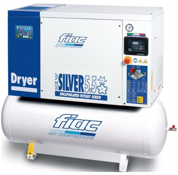 Fiac New Silver D 5.5 / 200 Silent 4 kW 450 L / min 10 Bar Elektrische Schroefcompressor met ketel en droger - Αεροσυμπιεστής: φωτογραφία 1 Fiac New Silver D 5.5 / 200 Silent 4 kW 450 L / min 10 Bar Elektrische Schroefcompressor met ketel en droger - Αεροσυμπιεστής: φωτογραφία 1