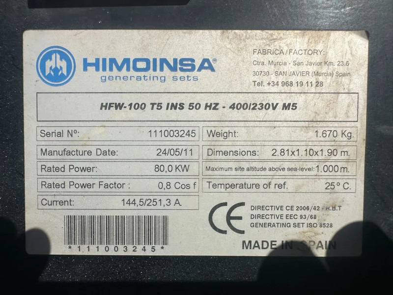 Himoinsa HFW 100 T5 Iveco Mecc Alte Spa 100 kVA Silent generatorset - Βιομηχανική γεννήτρια: φωτογραφία 5 Himoinsa HFW 100 T5 Iveco Mecc Alte Spa 100 kVA Silent generatorset - Βιομηχανική γεννήτρια: φωτογραφία 5