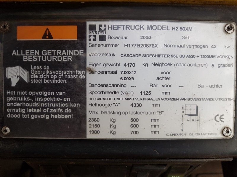 Hyster H2.50XM 2.5 ton Duplex Sideshift LPG Heftruck - Υγραεριοκίνητο περονοφόρο: φωτογραφία 4 Hyster H2.50XM 2.5 ton Duplex Sideshift LPG Heftruck - Υγραεριοκίνητο περονοφόρο: φωτογραφία 4