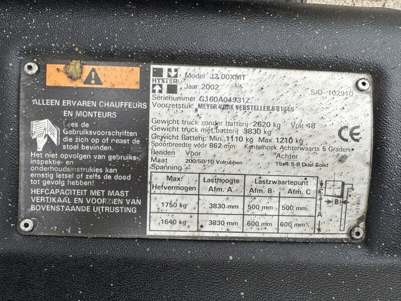 Hyster J2.00XMI 2 ton Triplex Freelift Sideshift Elektra Heftruck accu 2012 - Ηλεκτροκίνητο περονοφόρο: φωτογραφία 3 Hyster J2.00XMI 2 ton Triplex Freelift Sideshift Elektra Heftruck accu 2012 - Ηλεκτροκίνητο περονοφόρο: φωτογραφία 3