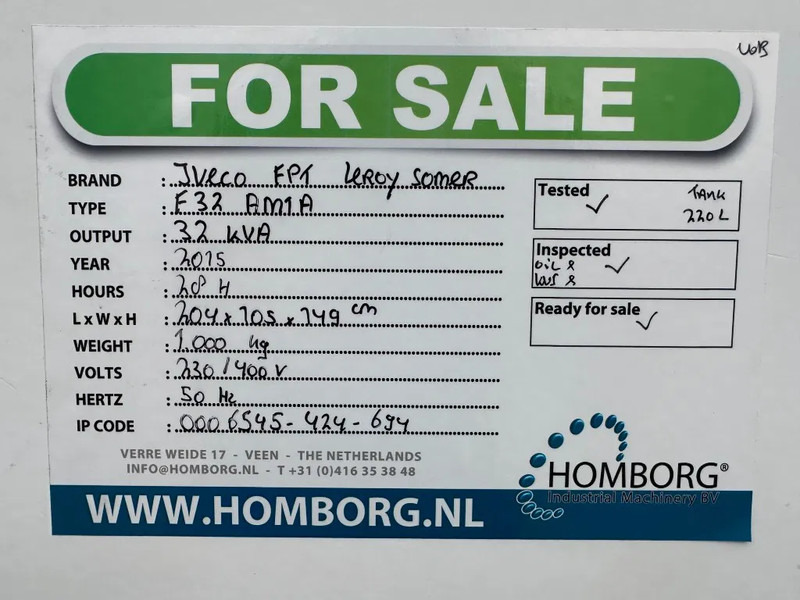 Βιομηχανική γεννήτρια Iveco FPT F32 AM1A Leroy Somer 32 kVA Silent generatorset 28 hours !: φωτογραφία 16
