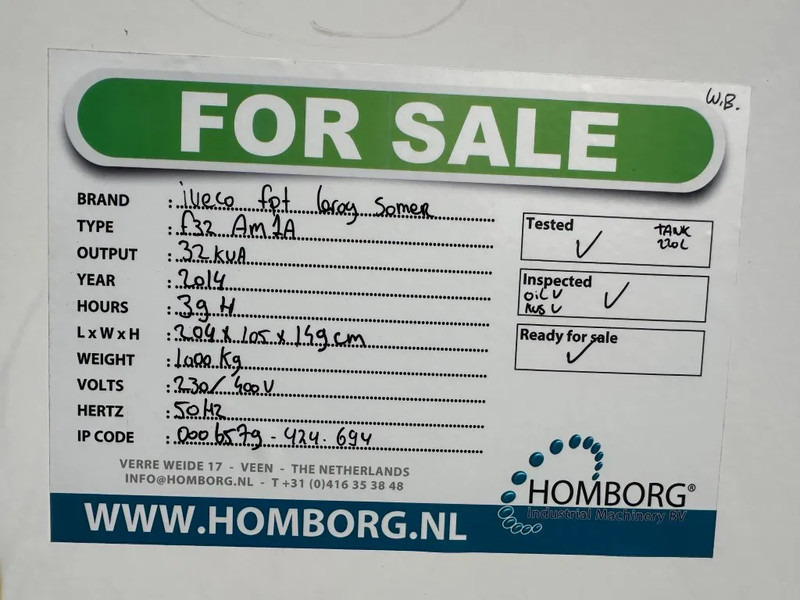 Βιομηχανική γεννήτρια Iveco FPT F32 AM1A Leroy Somer 32 kVA Silent generatorset 39 hours !: φωτογραφία 15 Βιομηχανική γεννήτρια Iveco FPT F32 AM1A Leroy Somer 32 kVA Silent generatorset 39 hours !: φωτογραφία 15