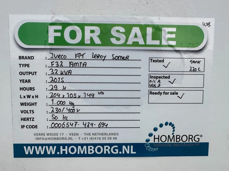 Βιομηχανική γεννήτρια Iveco FPT F32 AM1A Leroy Somer 32 kVA silent generatorset 29 hours !: φωτογραφία 18