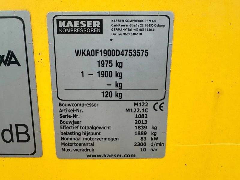 Kaeser M122 Deutz 11.1 m3 / min 10 Bar 83 kW Mobiele Diesel Compressor - Αεροσυμπιεστής: φωτογραφία 3 Kaeser M122 Deutz 11.1 m3 / min 10 Bar 83 kW Mobiele Diesel Compressor - Αεροσυμπιεστής: φωτογραφία 3