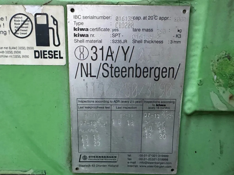 Kiwa IBC Steenbergen 2000 liter Dieseltank met handpomp Milieutank - Δεξαμενή αποθήκευσης: φωτογραφία 3 Kiwa IBC Steenbergen 2000 liter Dieseltank met handpomp Milieutank - Δεξαμενή αποθήκευσης: φωτογραφία 3