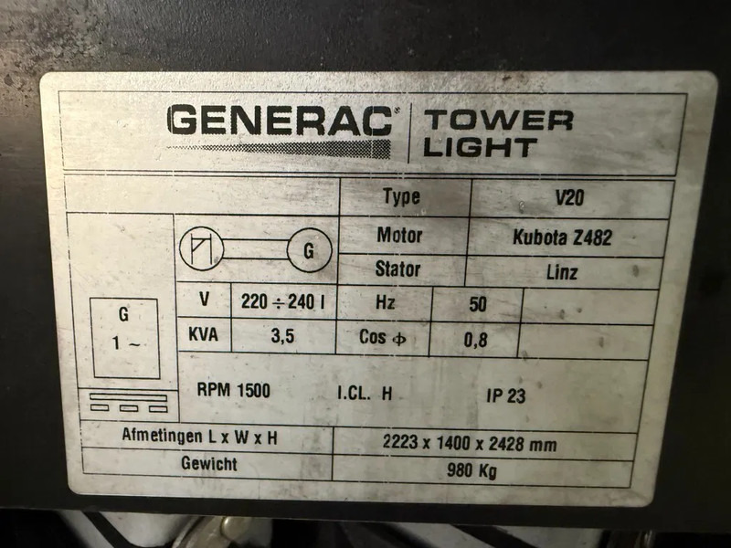 Kubota Generac V20 TowerLight 9 meter LED Lichtmast Aggregaat - Πύργος φωτισμού: φωτογραφία 4 Kubota Generac V20 TowerLight 9 meter LED Lichtmast Aggregaat - Πύργος φωτισμού: φωτογραφία 4