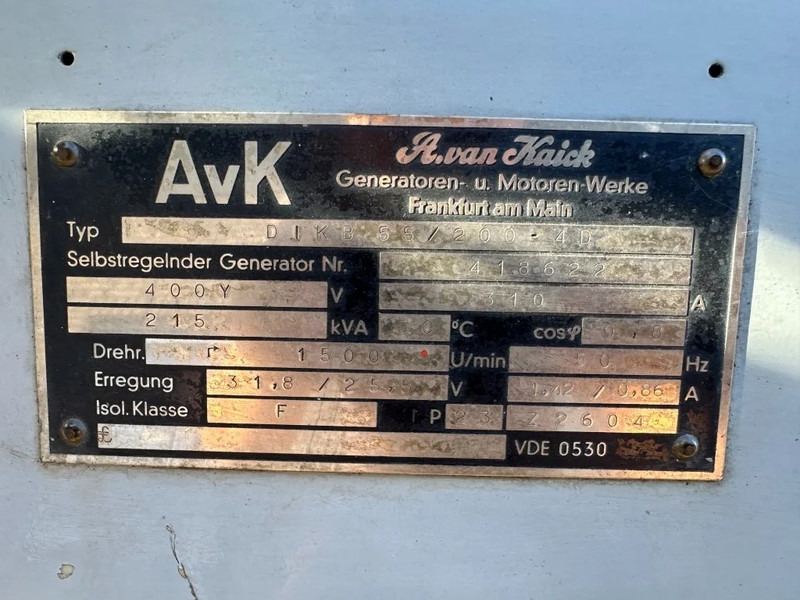 Βιομηχανική γεννήτρια MAN D 2858 MT AvK 250 kVA Noodstroom generatorset ex Emergency: φωτογραφία 13 Βιομηχανική γεννήτρια MAN D 2858 MT AvK 250 kVA Noodstroom generatorset ex Emergency: φωτογραφία 13