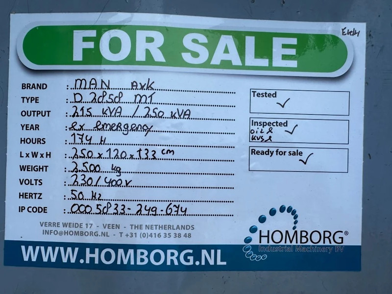 Βιομηχανική γεννήτρια MAN D 2858 MT AvK 250 kVA Noodstroom generatorset ex Emergency: φωτογραφία 16 Βιομηχανική γεννήτρια MAN D 2858 MT AvK 250 kVA Noodstroom generatorset ex Emergency: φωτογραφία 16