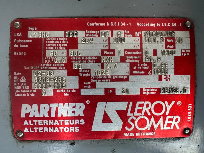POYAUD Poyaud Leroy Somer 330 kVA noodstroom generatorset ex Emergency - Βιομηχανική γεννήτρια: φωτογραφία 5 POYAUD Poyaud Leroy Somer 330 kVA noodstroom generatorset ex Emergency - Βιομηχανική γεννήτρια: φωτογραφία 5