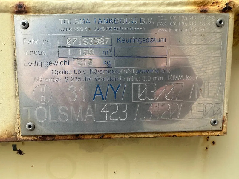 Tolsma Kiwa IBC 1150 liter Dieseltank Milieutank - Εμπορευματοκιβώτιο: φωτογραφία 3 Tolsma Kiwa IBC 1150 liter Dieseltank Milieutank - Εμπορευματοκιβώτιο: φωτογραφία 3