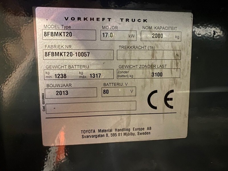 Toyota 2 ton Traigo 20 Duplex Freelift Sideshift Elektra Heftruck - Ηλεκτροκίνητο περονοφόρο: φωτογραφία 5 Toyota 2 ton Traigo 20 Duplex Freelift Sideshift Elektra Heftruck - Ηλεκτροκίνητο περονοφόρο: φωτογραφία 5