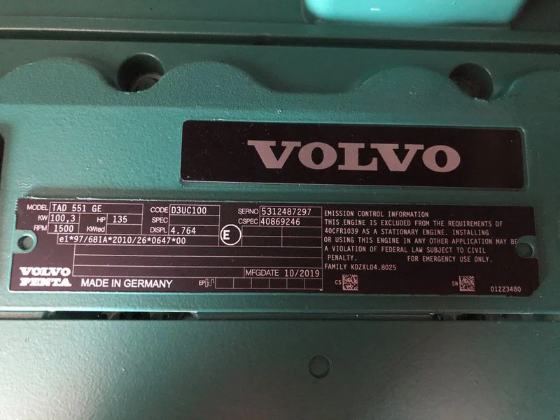 Volvo 110 kVA Supersilent generatorset - Βιομηχανική γεννήτρια: φωτογραφία 4 Volvo 110 kVA Supersilent generatorset - Βιομηχανική γεννήτρια: φωτογραφία 4