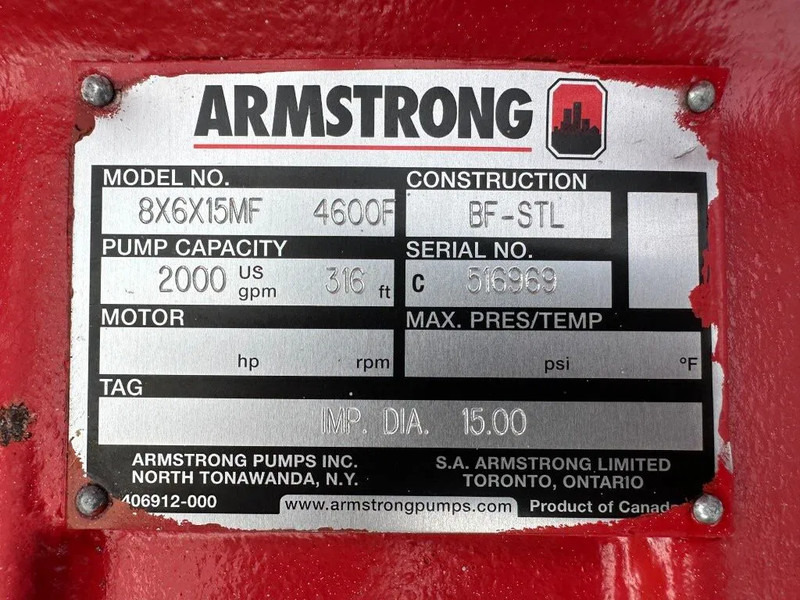 Αντλία νερού Volvo Penta TWD 710 V Armstrong 454 m3 / h 11 Bar Diesel Waterpomp as New !: φωτογραφία 10