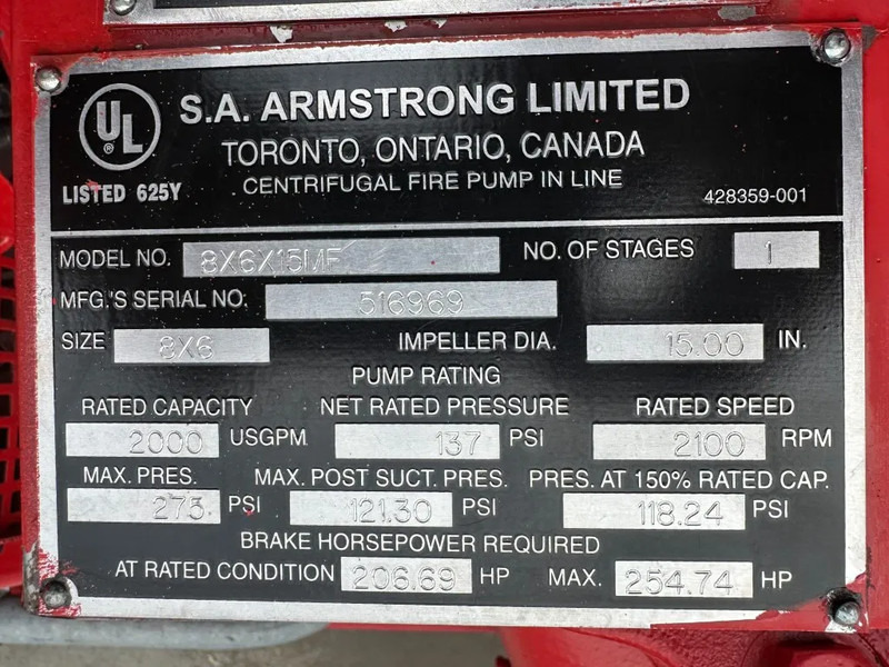 Αντλία νερού Volvo Penta TWD 710 V Armstrong 454 m3 / h 11 Bar Diesel Waterpomp as New !: φωτογραφία 6