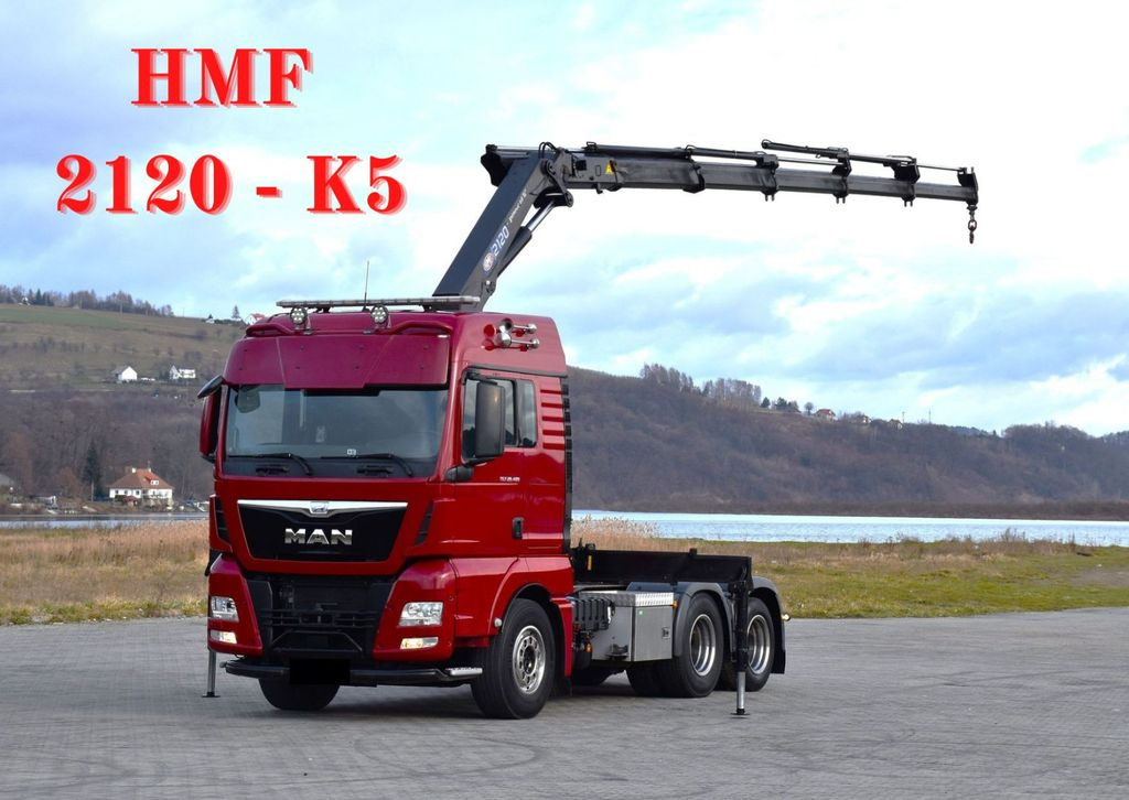 MAN TGX 28.480 Sattelzugmaschine + HMF 2120 K5/FUNK - Φορτηγό με γερανό: φωτογραφία 1 MAN TGX 28.480 Sattelzugmaschine + HMF 2120 K5/FUNK - Φορτηγό με γερανό: φωτογραφία 1