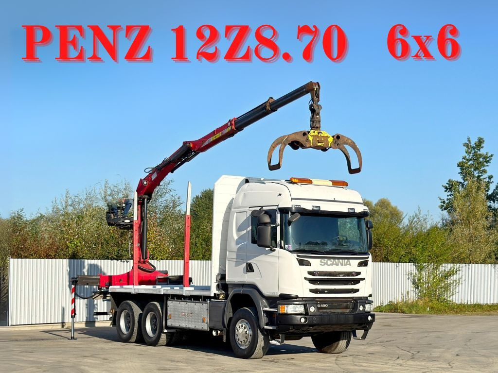 Scania G490* HOLZTRANSPORTER * PENZ 12Z8.70* 6x6 - Φορτηγό ξυλείας, Φορτηγό με γερανό: φωτογραφία 1 Scania G490* HOLZTRANSPORTER * PENZ 12Z8.70* 6x6 - Φορτηγό ξυλείας, Φορτηγό με γερανό: φωτογραφία 1
