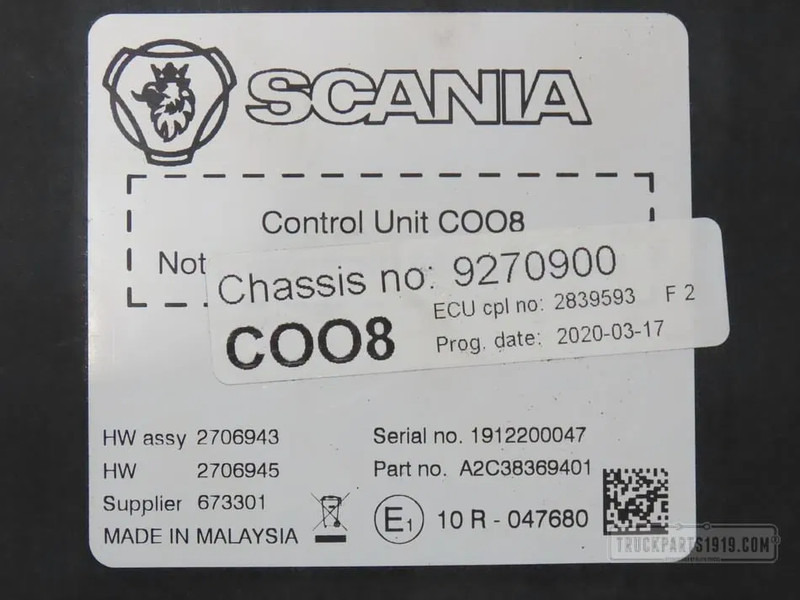 Scania 2839593 | COO8 regeleenheid - Ηλεκτρονική μονάδα ελέγχου για Φορτηγό: φωτογραφία 2 Scania 2839593 | COO8 regeleenheid - Ηλεκτρονική μονάδα ελέγχου για Φορτηγό: φωτογραφία 2