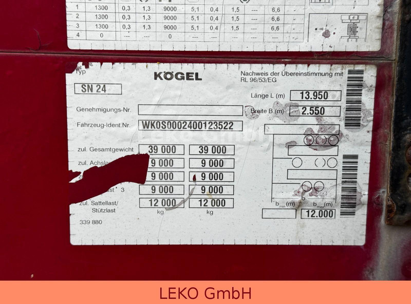 Επικαθήμενο κουρτίνα Kögel S 240: φωτογραφία 13 Επικαθήμενο κουρτίνα Kögel S 240: φωτογραφία 13