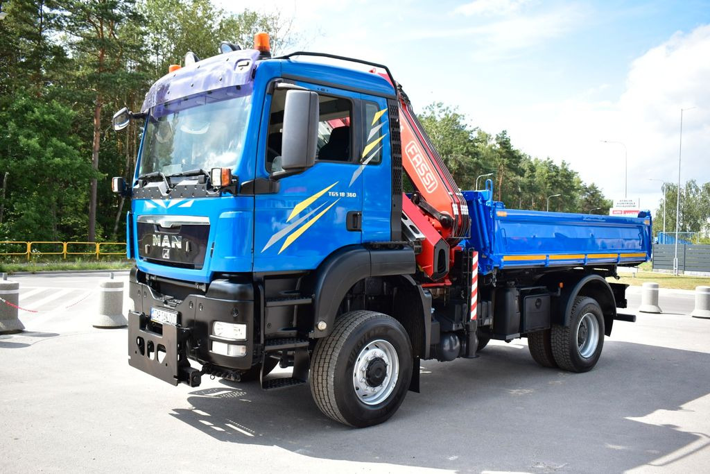 Φορτηγό ανατρεπόμενο, Φορτηγό με γερανό MAN TGS 4x4 18.360 FASSI 155 EURO 5 Kipper Kran Cran: φωτογραφία 1