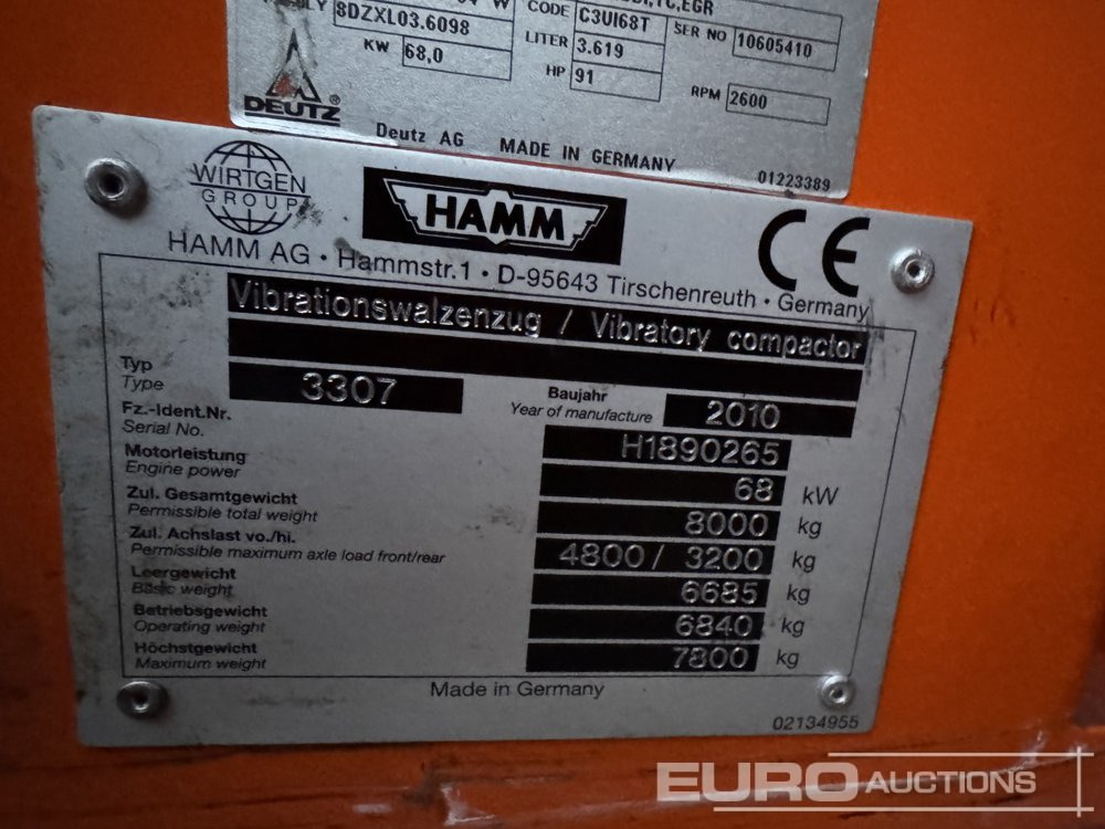 2010 Hamm 3307 - Οδοστρωτήρας: φωτογραφία 1 2010 Hamm 3307 - Οδοστρωτήρας: φωτογραφία 1